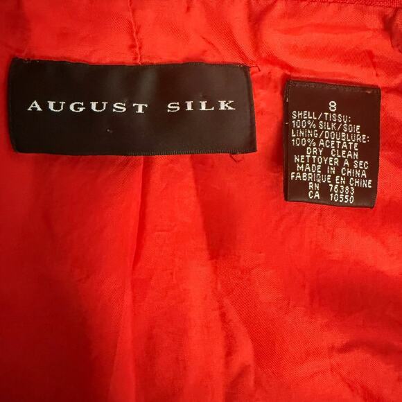 August Silk Red 100% Silk Blazer Women’s 8 Shoulder Pads Vintage Classic - Picture 7 of 8